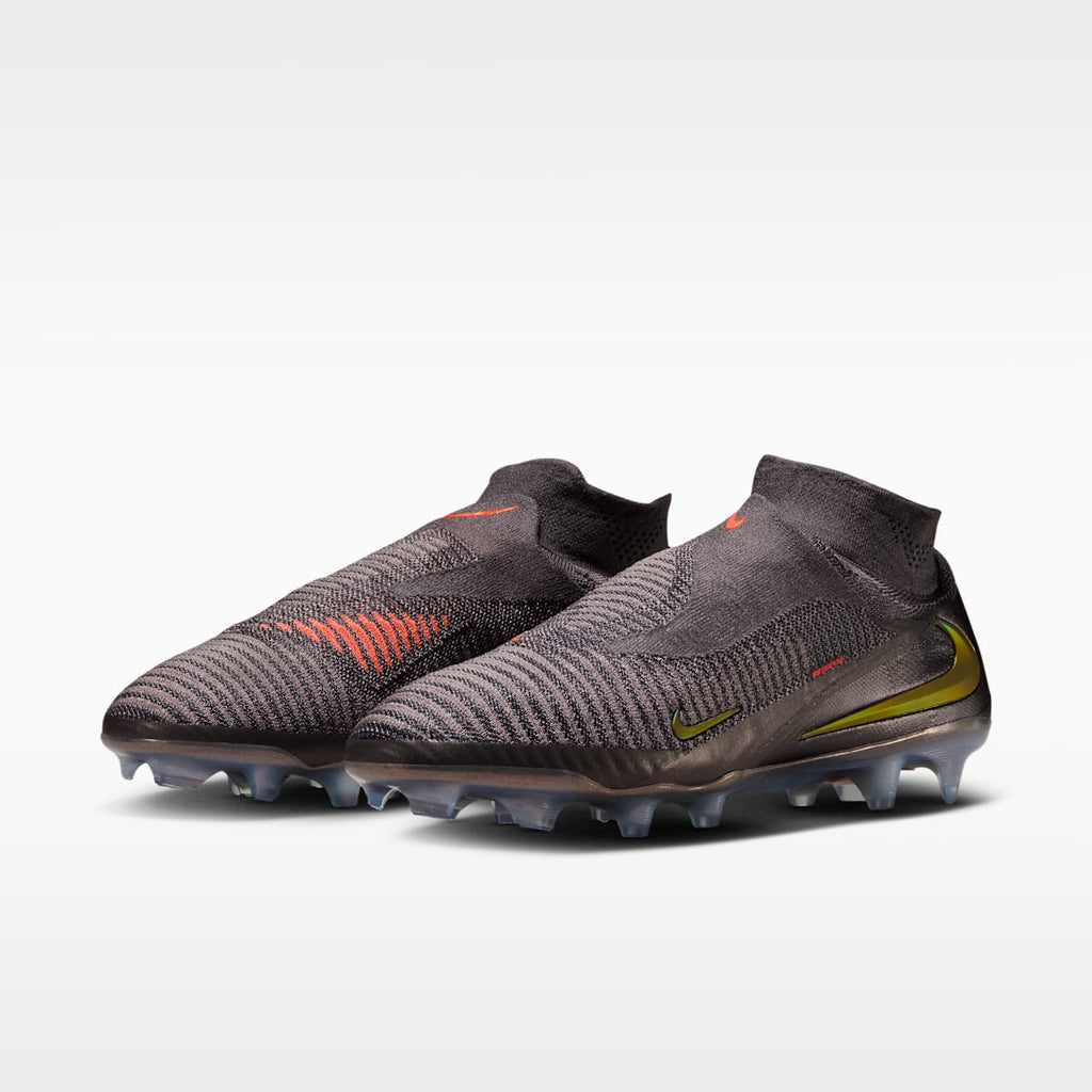 Nike Phantom 6 High Elite LV8 Firm-Ground Soccer Cleats - Medium Ash/Black/Gold Amber - Image 5