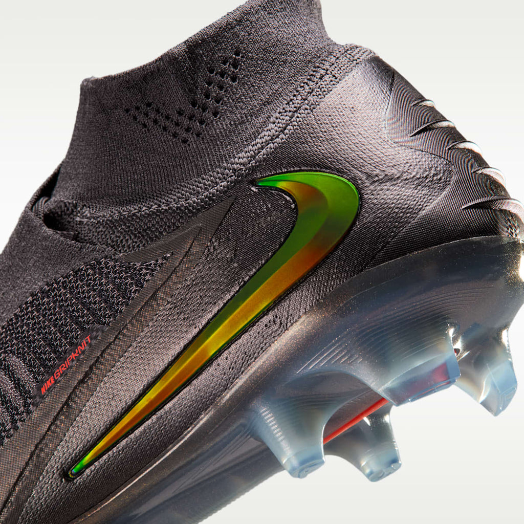 Nike Phantom 6 High Elite LV8 Firm-Ground Soccer Cleats - Medium Ash/Black/Gold Amber - Image 9