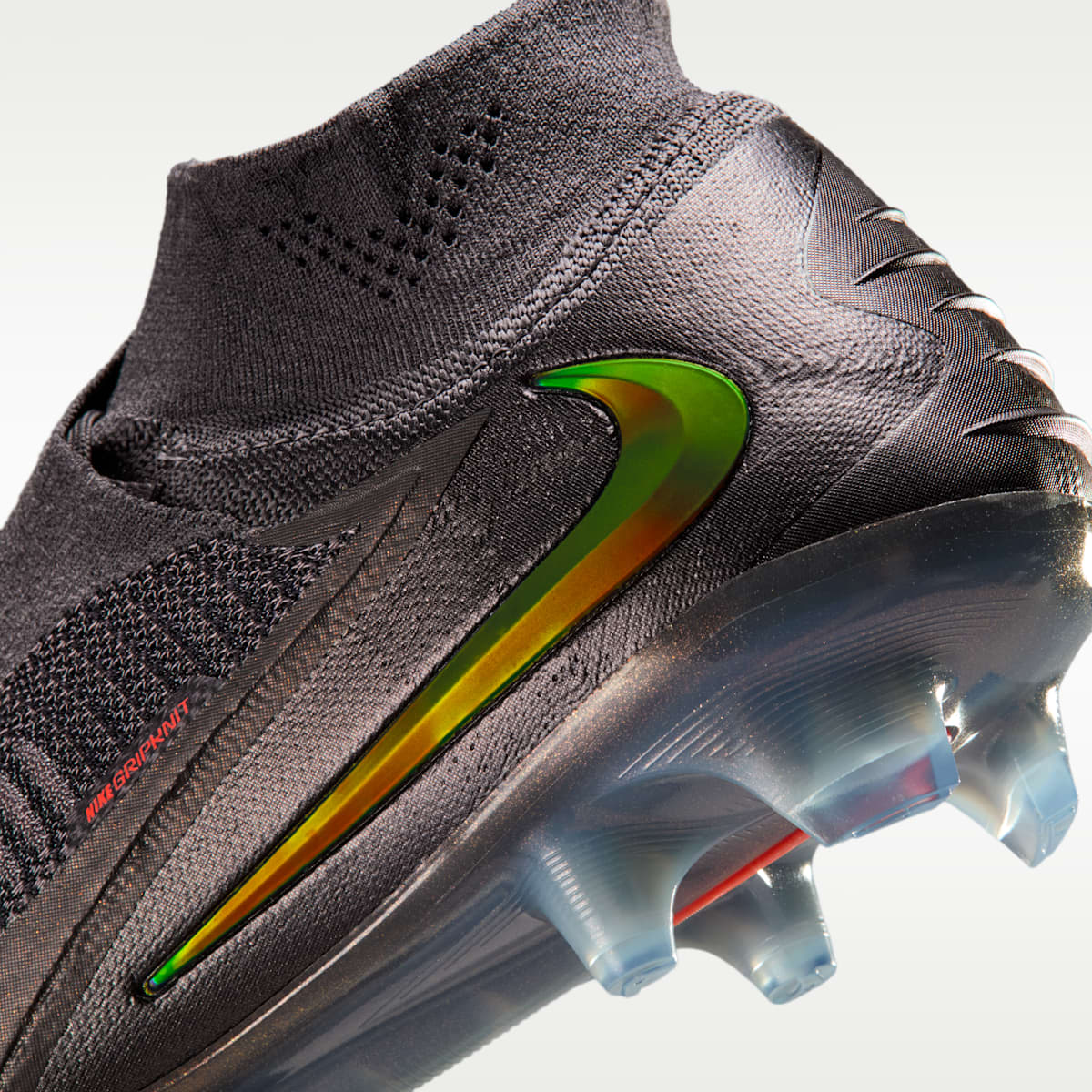 Nike Phantom 6 High Elite LV8 Firm-Ground Soccer Cleats - Medium Ash/Black/Gold Amber - Image 9