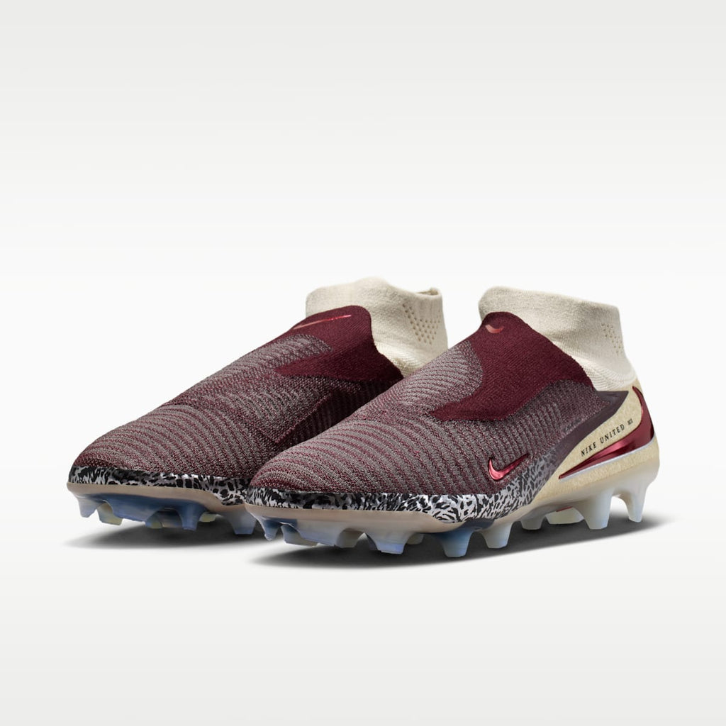 Women's Nike United Phantom 6 High Elite Firm-Ground Soccer Cleats - Burgundy Crush/Fossil/University Red