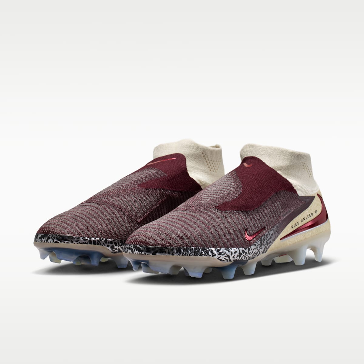 Women's Nike United Phantom 6 High Elite Firm-Ground Soccer Cleats - Burgundy Crush/Fossil/University Red