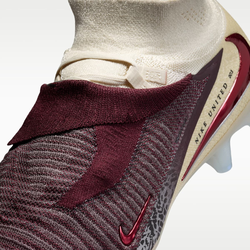 Women's Nike United Phantom 6 High Elite Firm-Ground Soccer Cleats - Burgundy Crush/Fossil/University Red