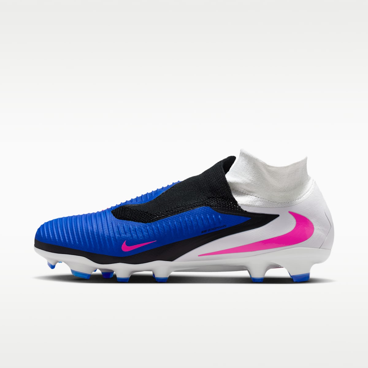 Nike Phantom 6 High Pro Firm-Ground Soccer Cleats - Racer Blue/White/Pink Blast - Image 1