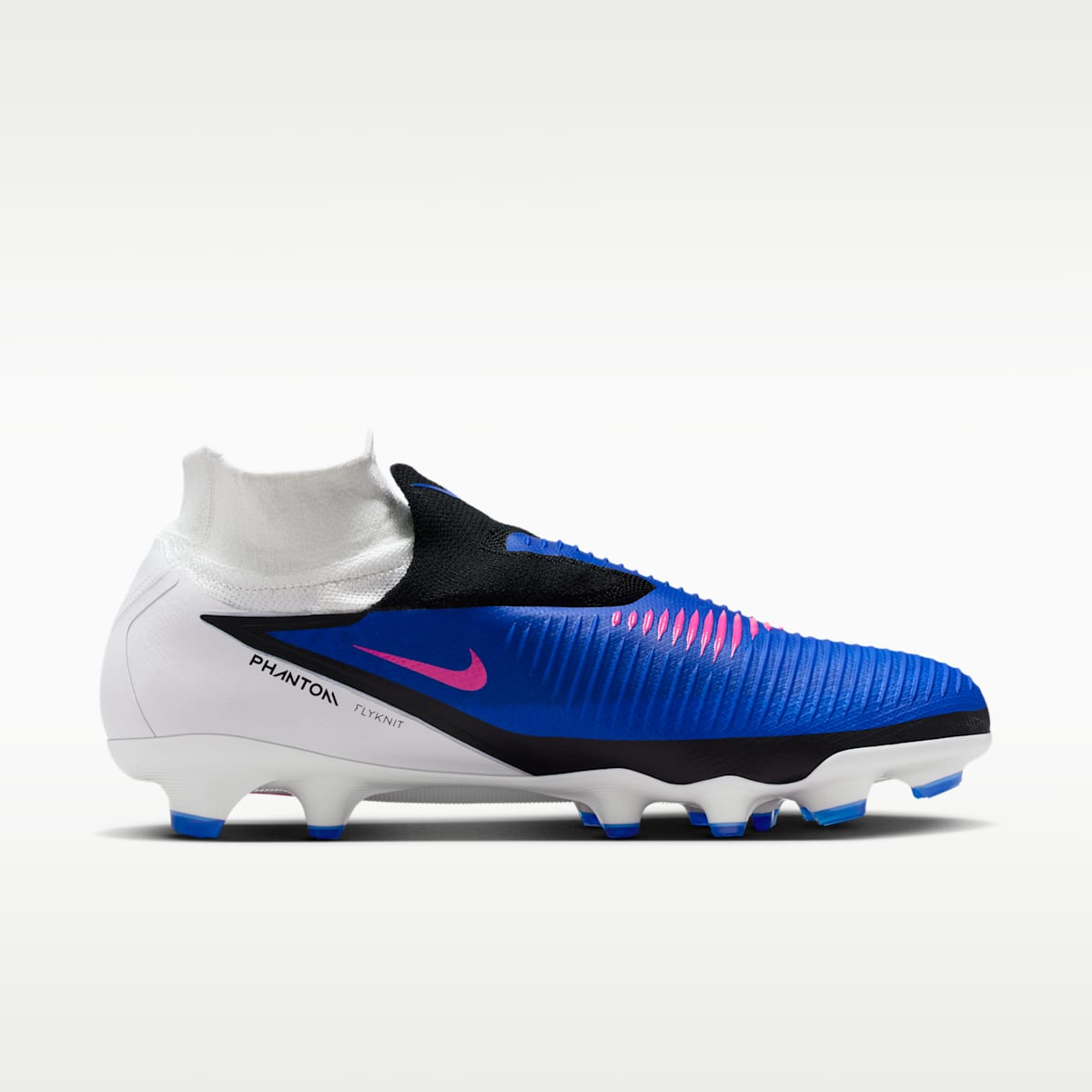 Nike Phantom 6 High Pro Firm-Ground Soccer Cleats - Racer Blue/White/Pink Blast - Image 3