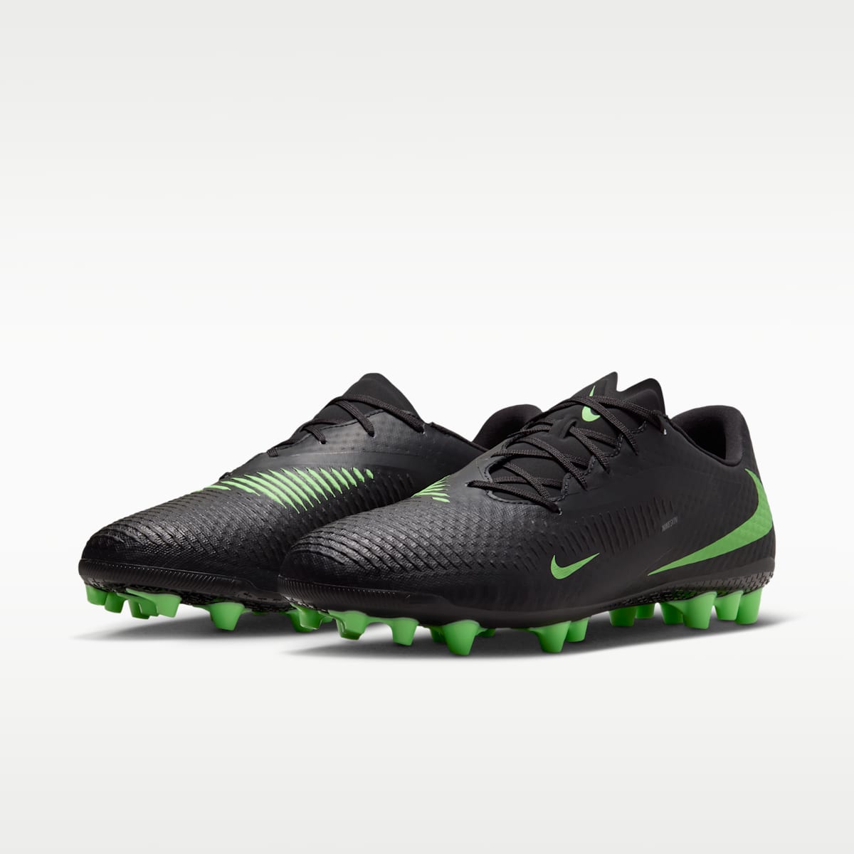 Nike Phantom 6 Low Academy Artificial-Grass Soccer Cleats - Black/Black/Illusion Green - Image 5