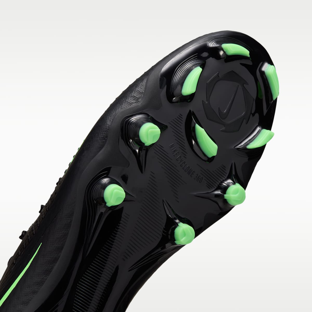 Nike Phantom 6 Low Academy Multi-Ground Soccer Cleats - Black/Black/Illusion Green - Image 7