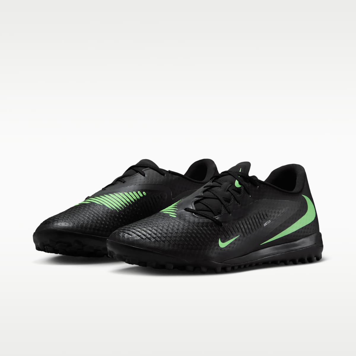 Nike Phantom 6 Low Academy Turf Soccer Shoes - Black/Black/Illusion Green - Image 5