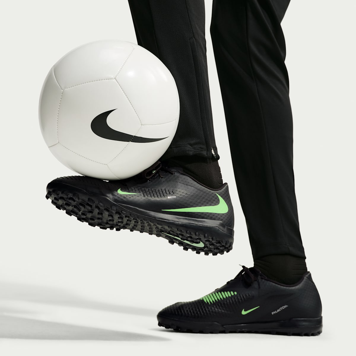 Nike Phantom 6 Low Academy Turf Soccer Shoes - Black/Black/Illusion Green - Image 9