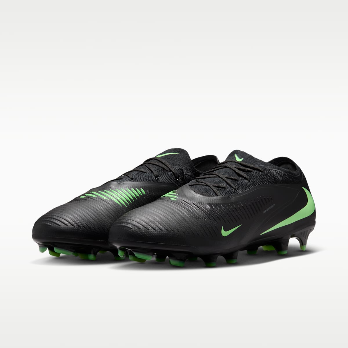 Nike Phantom 6 Low Pro Firm-Ground Soccer Cleats - Black/Black/Illusion Green - Image 5