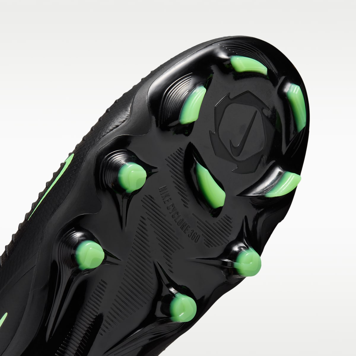 Nike Phantom 6 Low Pro Firm-Ground Soccer Cleats - Black/Black/Illusion Green - Image 7