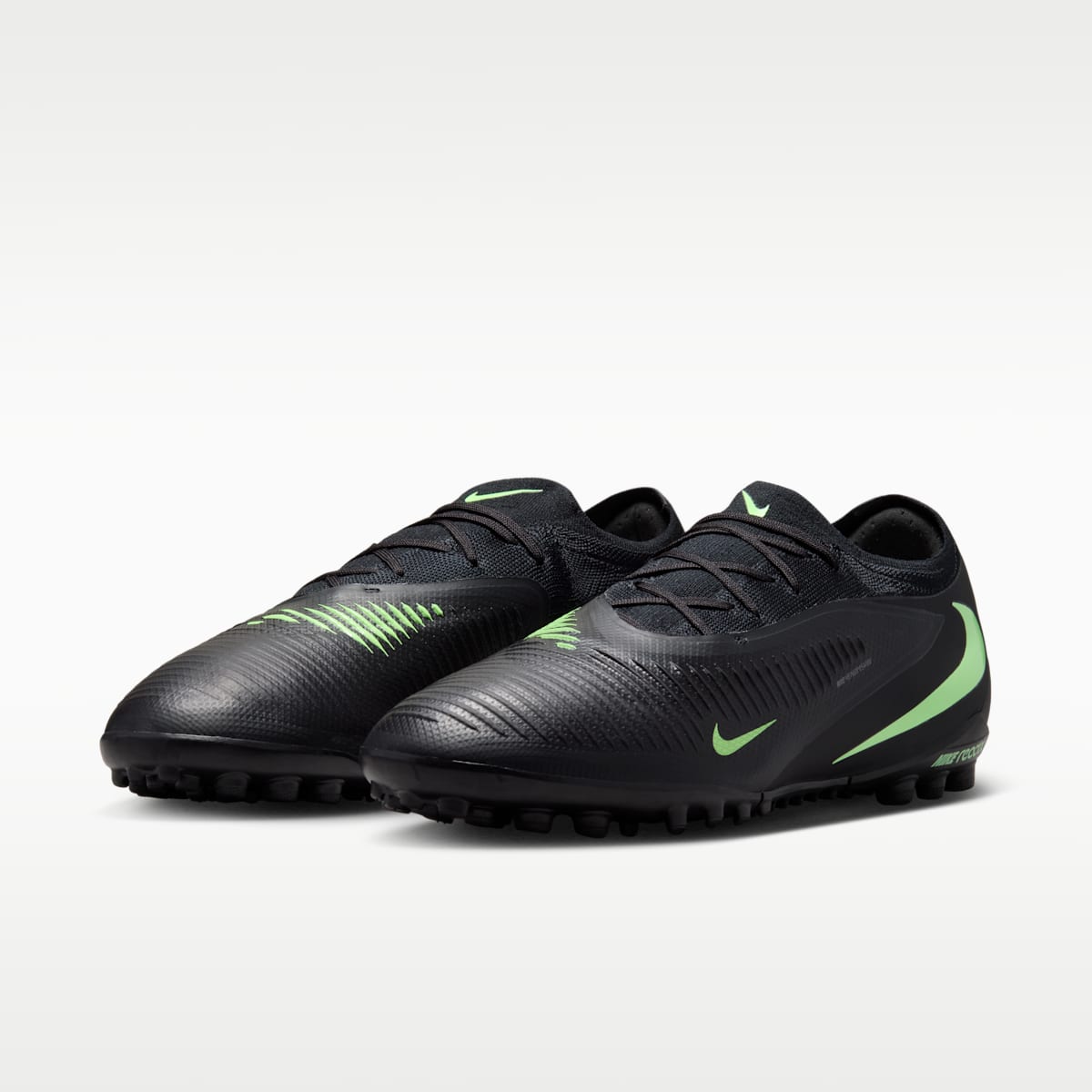 Nike Phantom 6 Low Pro Turf Soccer Shoes - Black/Black/Illusion Green - Image 5