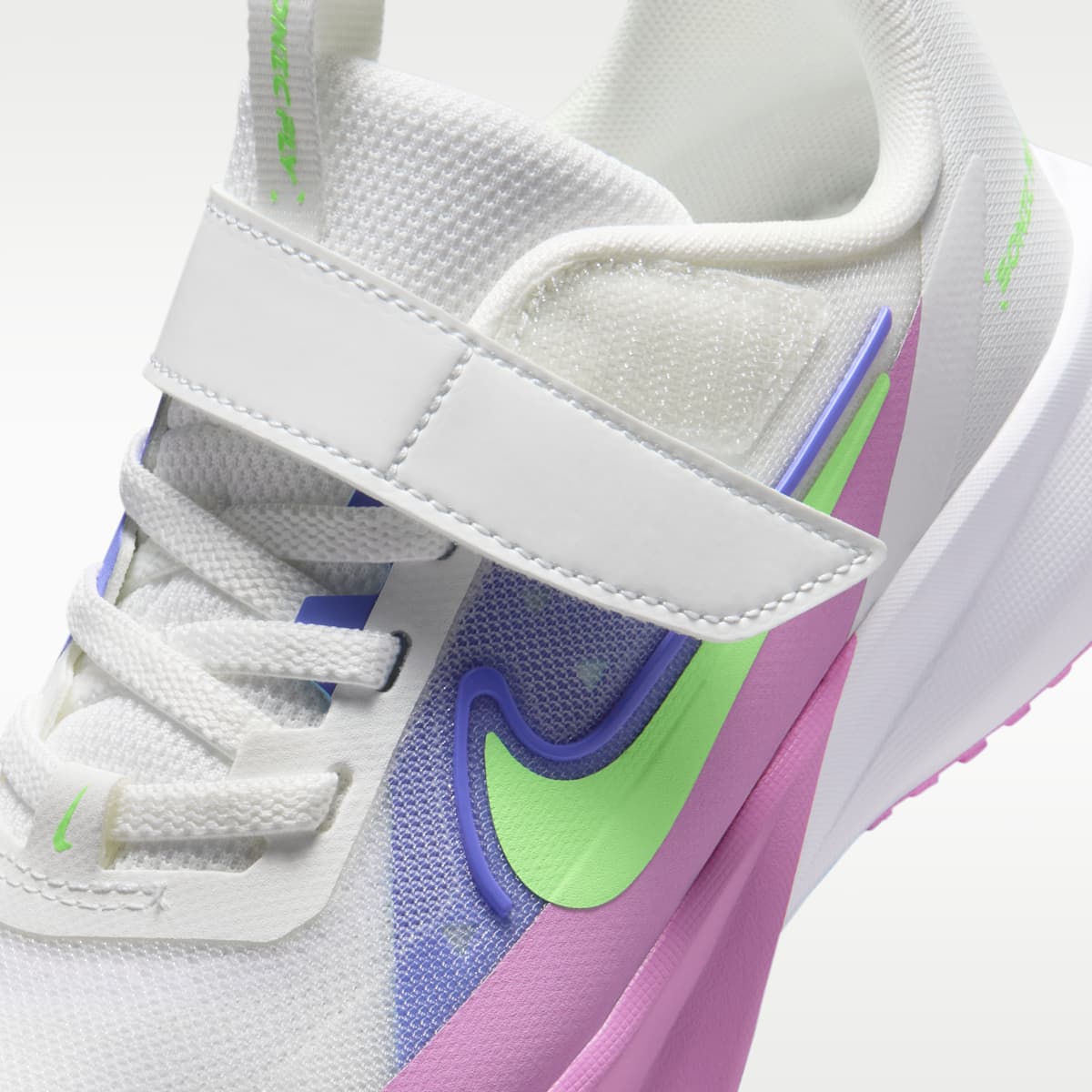 Nike Sonic Fly Little Kids' Running Shoes - Summit White/Sapphire/Light Magenta/Lime Blast
