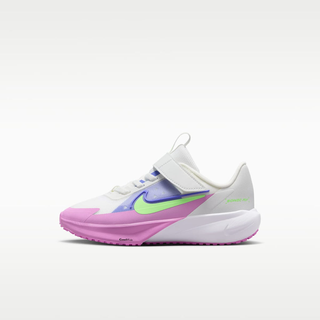 Nike Sonic Fly Little Kids' Running Shoes - Summit White/Sapphire/Light Magenta/Lime Blast