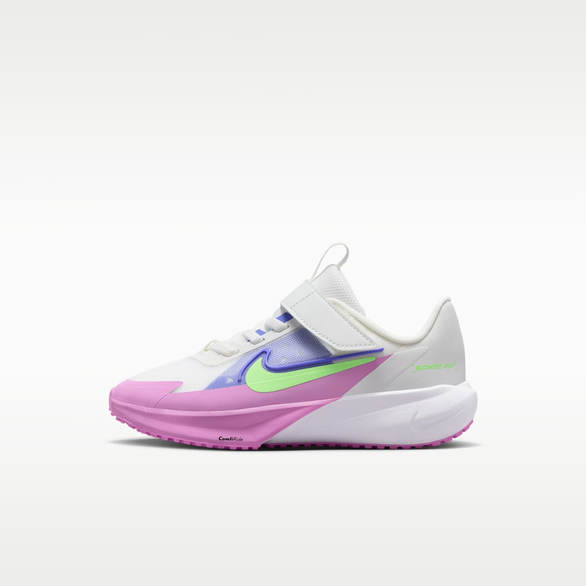 Nike Sonic Fly Little Kids' Running Shoes - Summit White/Sapphire/Light Magenta/Lime Blast