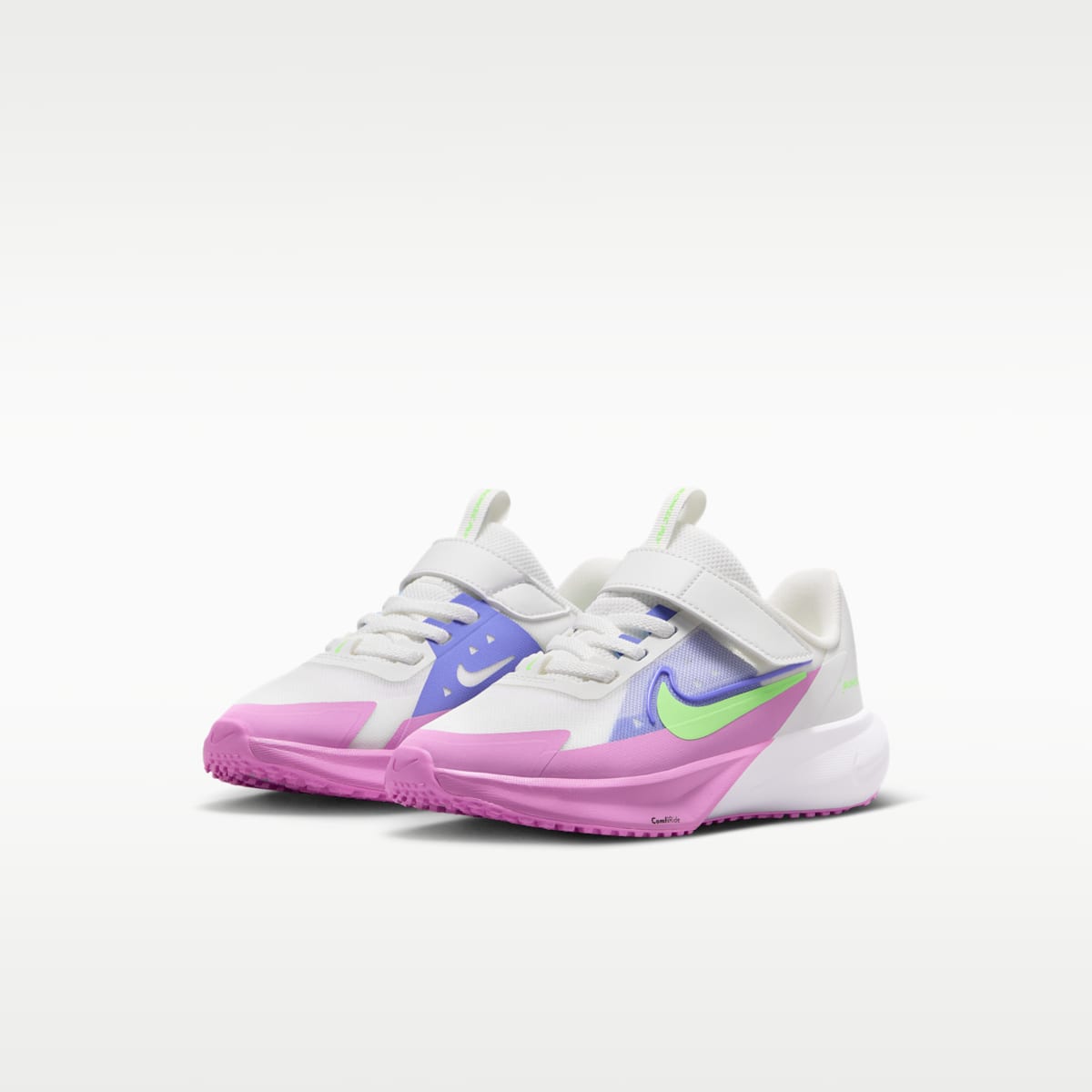 Nike Sonic Fly Little Kids' Running Shoes - Summit White/Sapphire/Light Magenta/Lime Blast