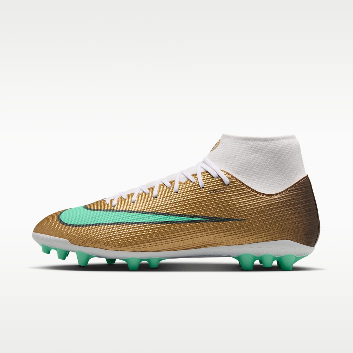 Nike Mercurial Superfly 11 Academy "Kylian Mbappé" Artificial-Grass High-Top Soccer Cleats - Metallic Gold/Green Glow - Image 1