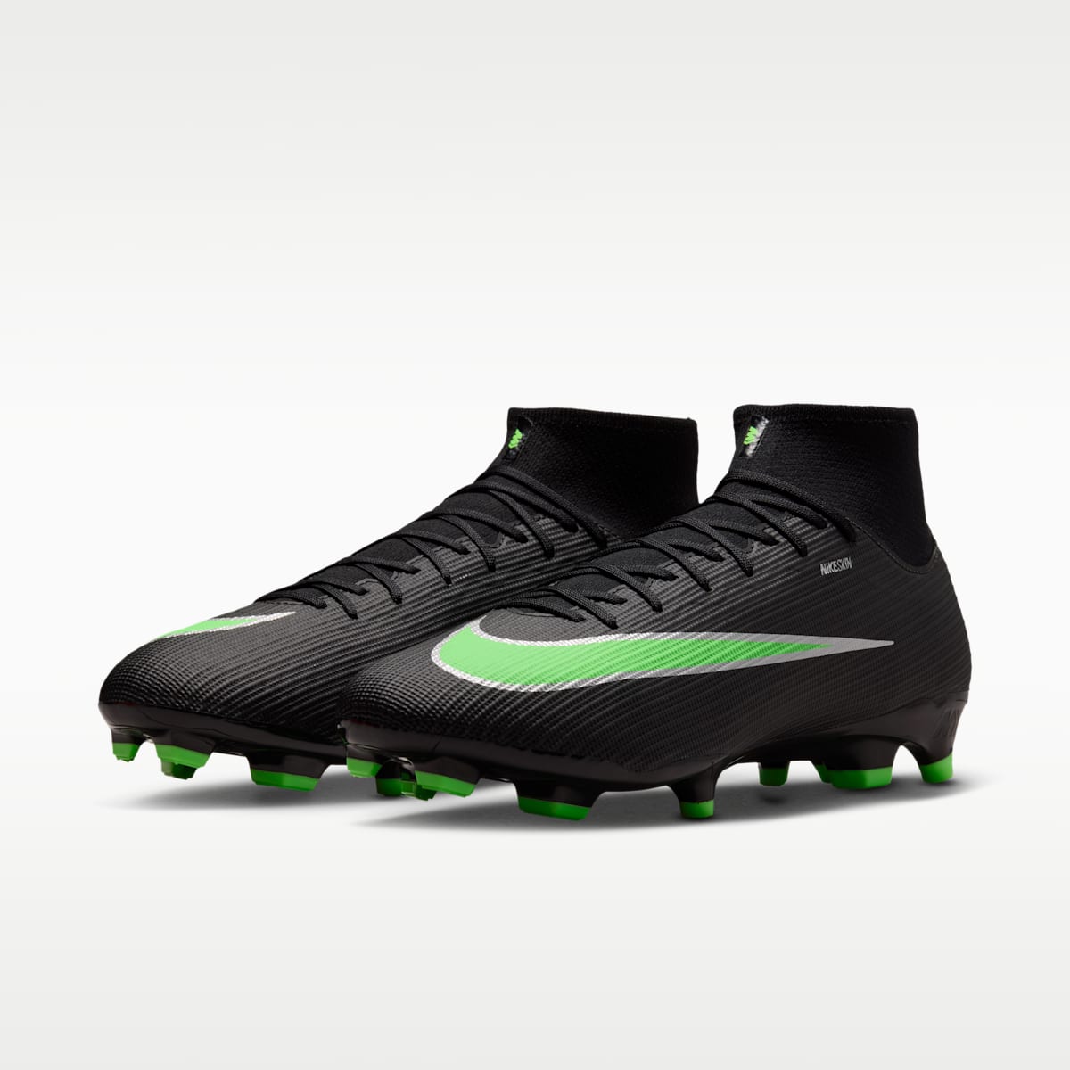 Nike Mercurial Superfly 11 Academy Multi-Ground High-Top Soccer Cleats - Black/Black/Illusion Green - Image 5