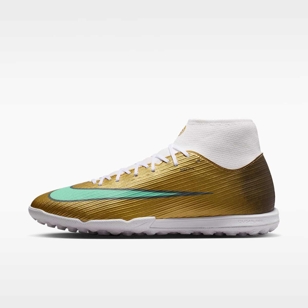 Nike Mercurial Superfly 11 Academy "Kylian Mbappé" Turf High-Top Soccer Shoes - Metallic Gold/Green Glow - Image 1