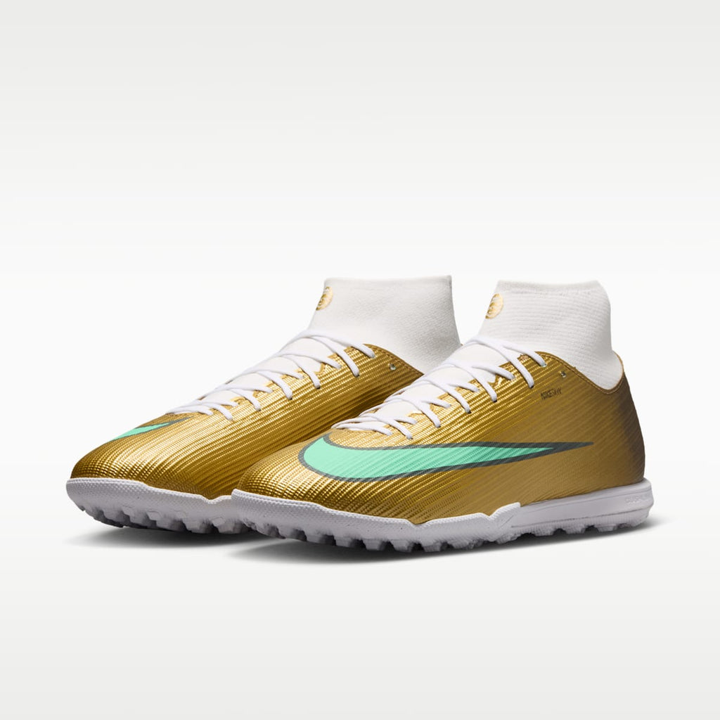 Nike Mercurial Superfly 11 Academy "Kylian Mbappé" Turf High-Top Soccer Shoes - Metallic Gold/Green Glow - Image 5