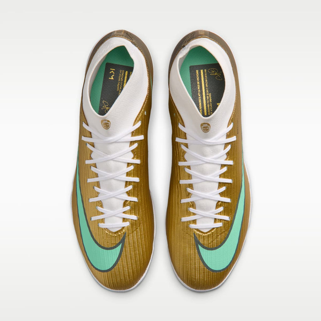 Nike Mercurial Superfly 11 Academy "Kylian Mbappé" Turf High-Top Soccer Shoes - Metallic Gold/Green Glow - Image 4