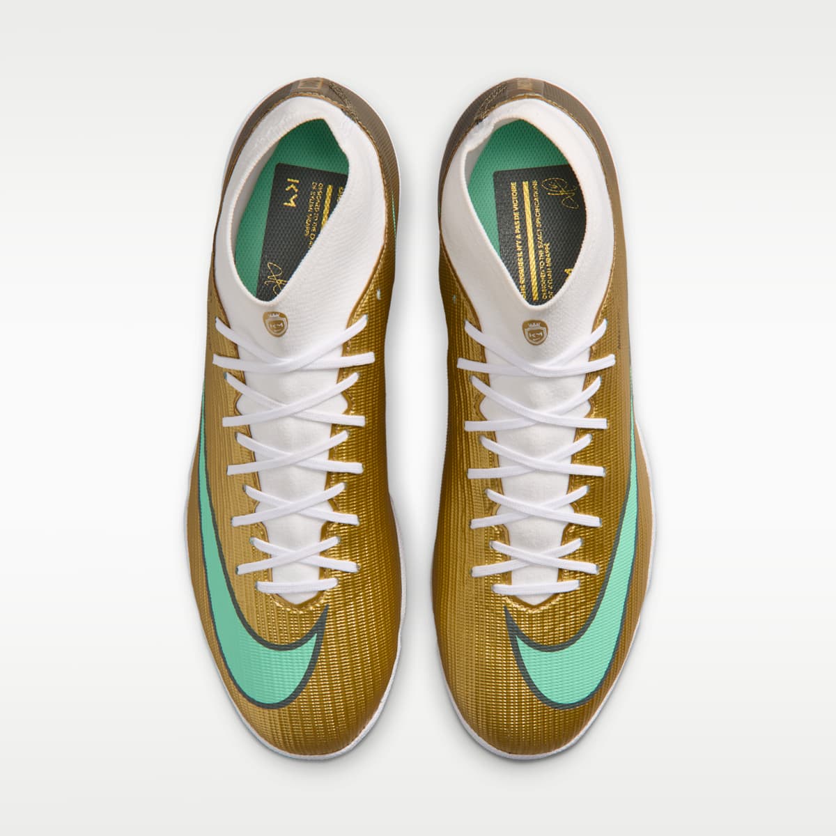 Nike Mercurial Superfly 11 Academy "Kylian Mbappé" Turf High-Top Soccer Shoes - Metallic Gold/Green Glow - Image 4