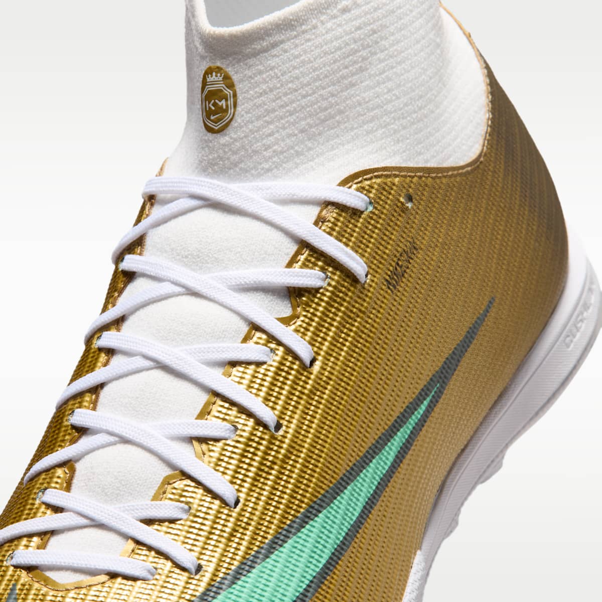 Nike Mercurial Superfly 11 Academy "Kylian Mbappé" Turf High-Top Soccer Shoes - Metallic Gold/Green Glow - Image 7