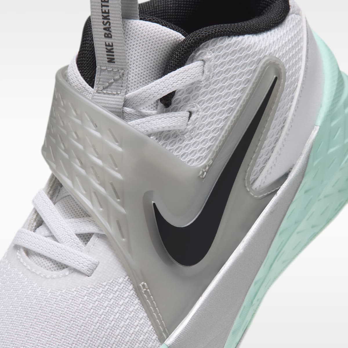 Nike Team Hustle D 12 Little Kids' Shoes - White/Mint Foam/Metallic Silver/Black
