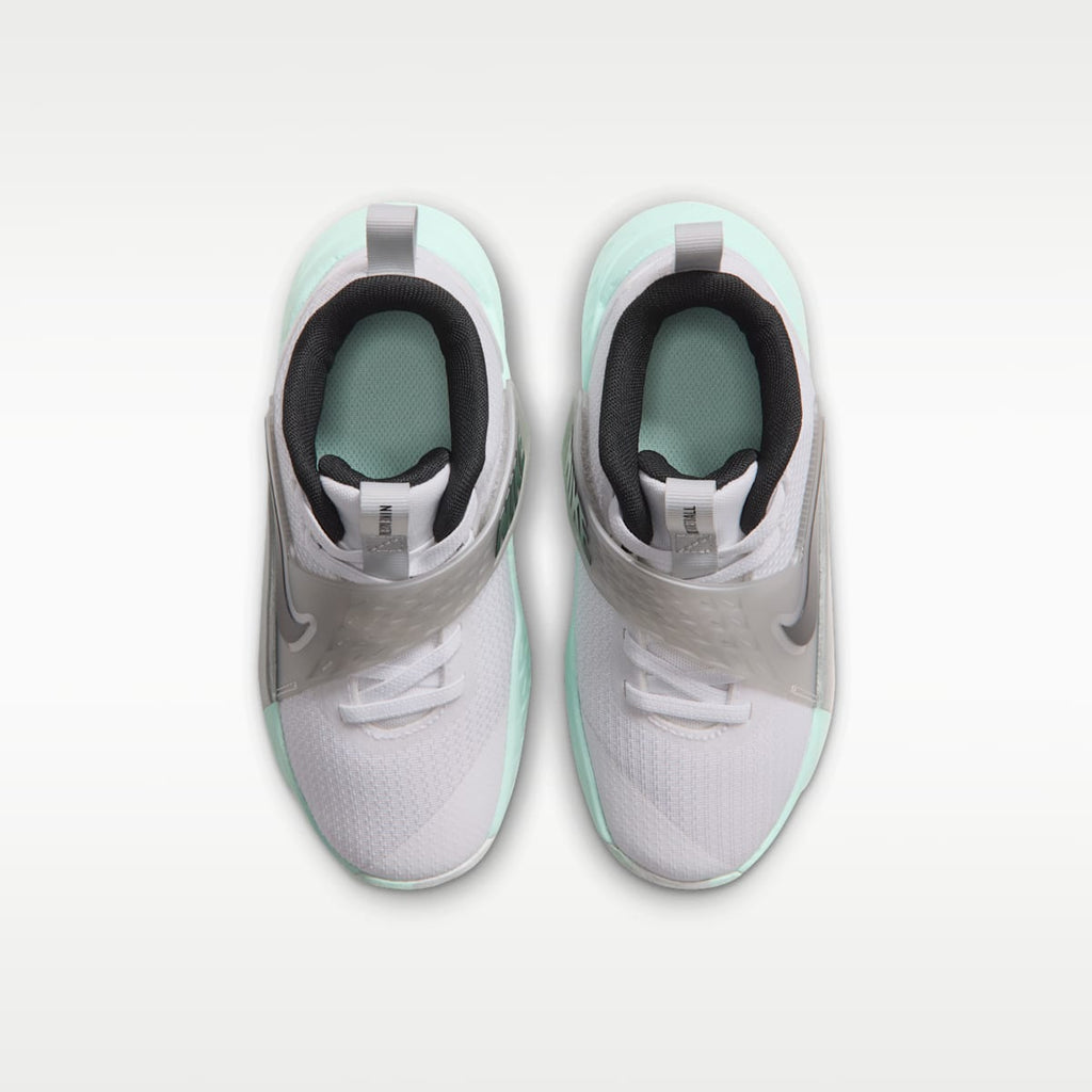 Nike Team Hustle D 12 Little Kids' Shoes - White/Mint Foam/Metallic Silver/Black