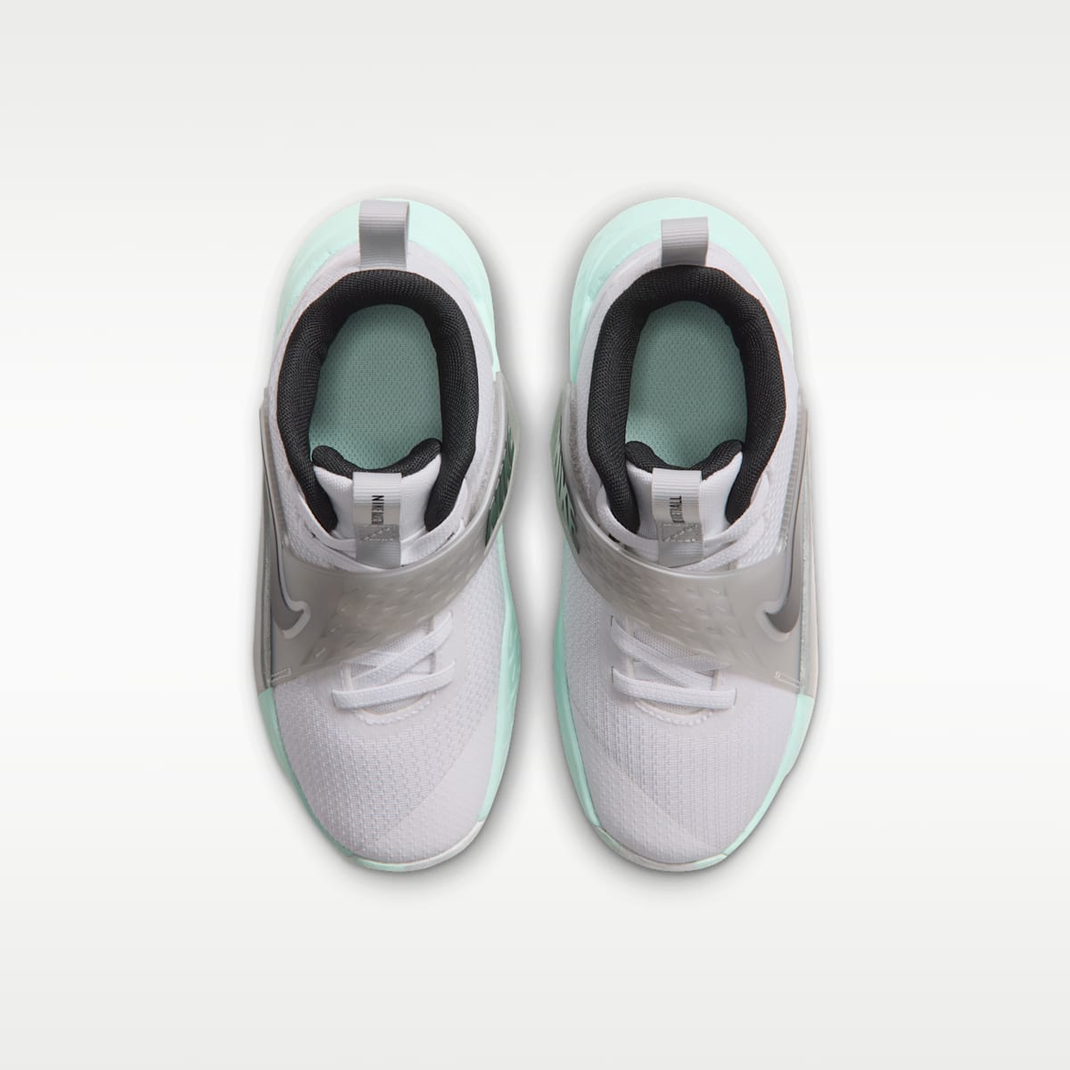Nike Team Hustle D 12 Little Kids' Shoes - White/Mint Foam/Metallic Silver/Black