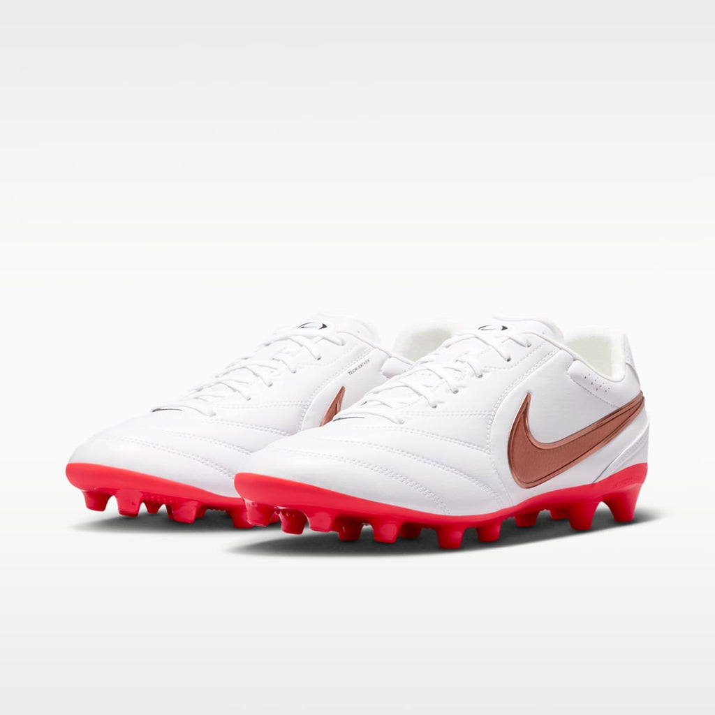Nike Tiempo Ligera Pro Artificial-Grass Low-Top Soccer Cleats - White/Bright Crimson/Blur - Image 5