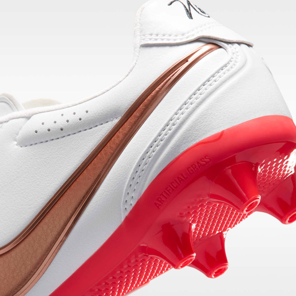 Nike Tiempo Ligera Pro Artificial-Grass Low-Top Soccer Cleats - White/Bright Crimson/Blur - Image 9