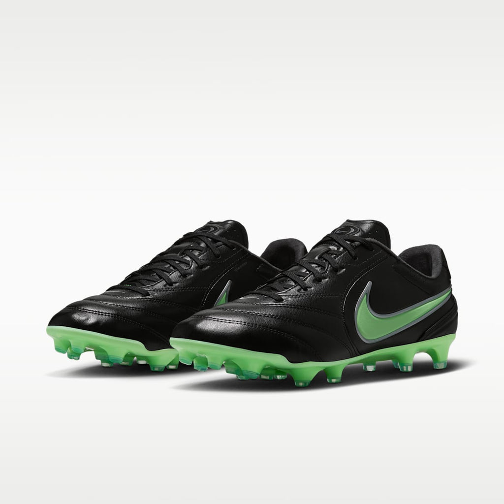 Nike Tiempo Ligera Pro Firm-Ground Low-Top Soccer Cleats - Black/Black/Illusion Green - Image 5