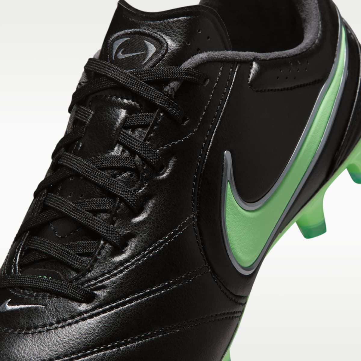 Nike Tiempo Ligera Pro Firm-Ground Low-Top Soccer Cleats - Black/Black/Illusion Green - Image 8