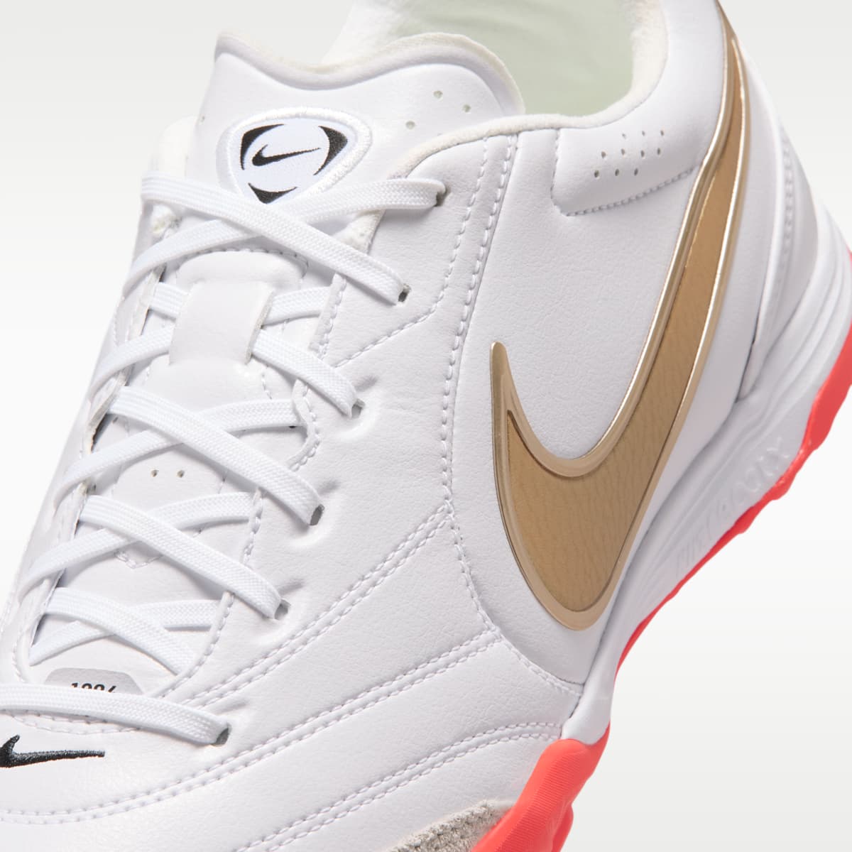 Nike Tiempo Ligera Pro Turf Low-Top Soccer Shoes - White/Bright Crimson/Blur - Image 7
