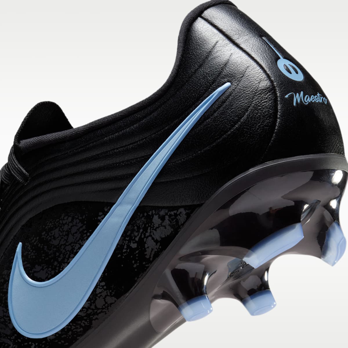 Nike Tiempo Maestro Academy Multi-Ground Low-Top Soccer Cleats - Black/Ice Blue - Image 9