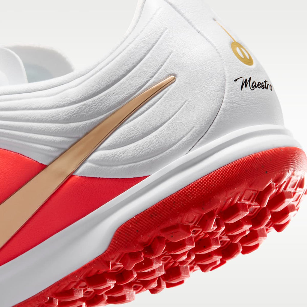 Nike Tiempo Maestro Academy Turf Low-Top Soccer Shoes - White/Bright Crimson/Blur - Image 8