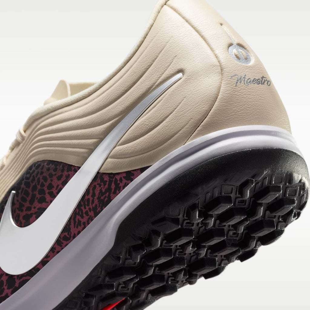 Nike United Tiempo Maestro Academy Turf Low-Top Soccer Shoes - Fossil/Burgundy Crush/Metallic Silver - Image 8