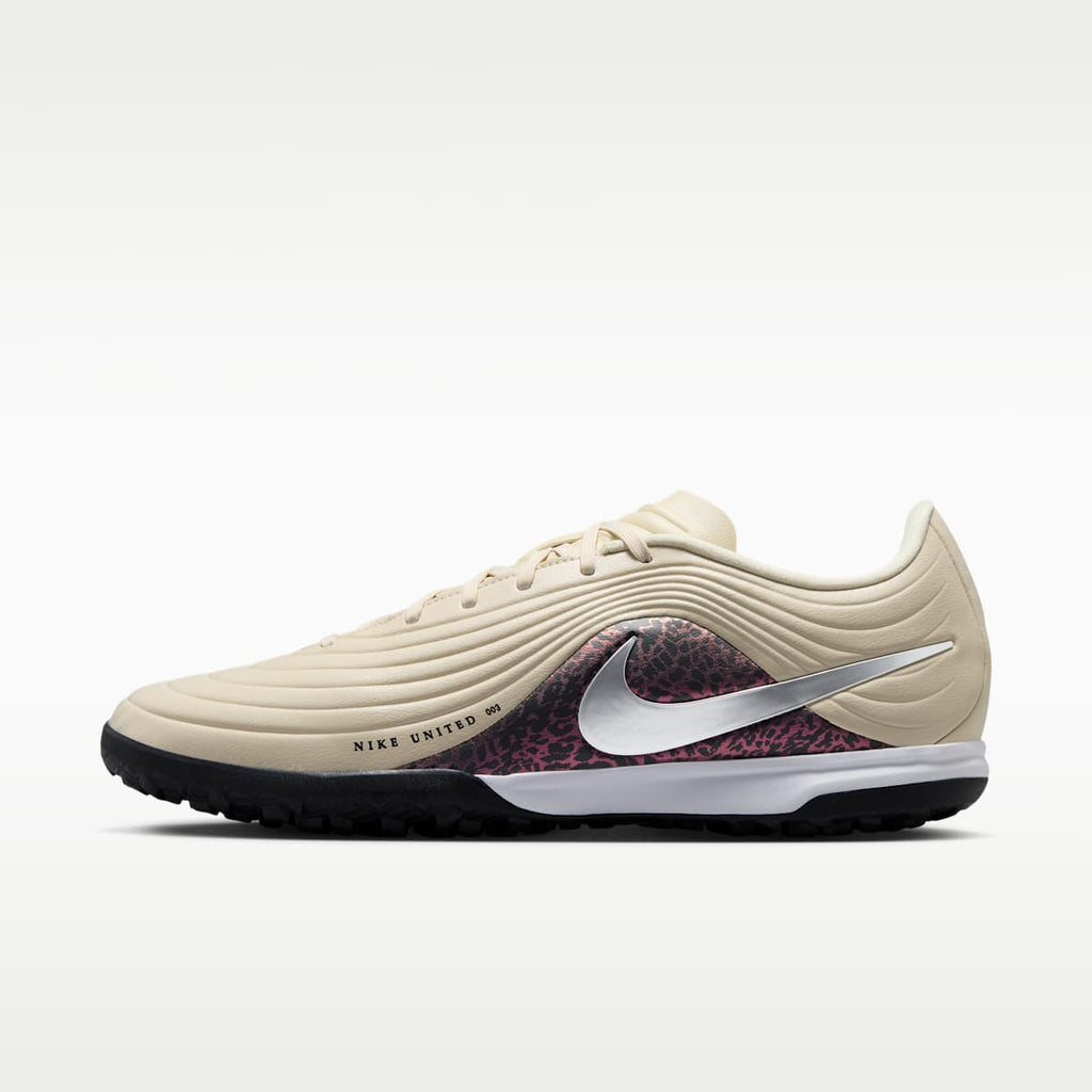 Women's Nike United Tiempo Maestro Academy Turf Low-Top Soccer Shoes - Fossil/Burgundy Crush/Metallic Silver