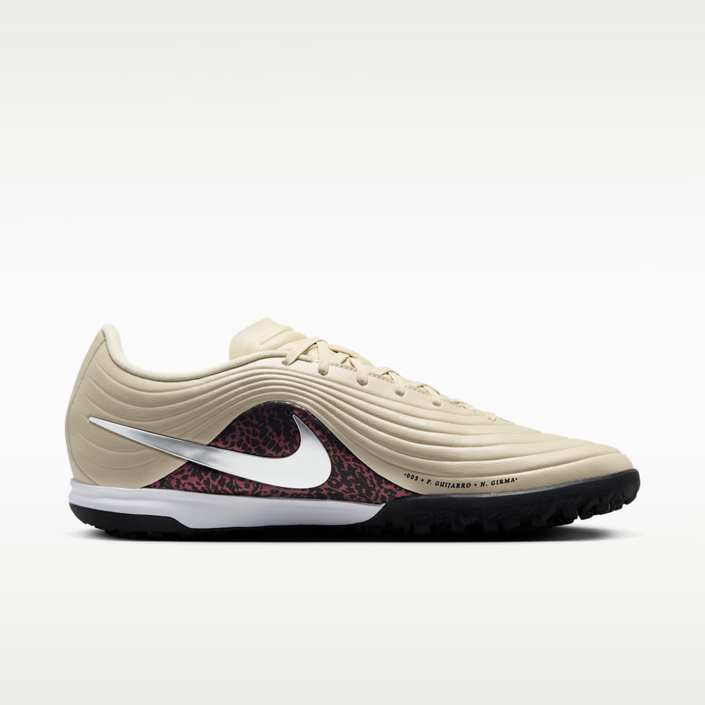 Women's Nike United Tiempo Maestro Academy Turf Low-Top Soccer Shoes - Fossil/Burgundy Crush/Metallic Silver