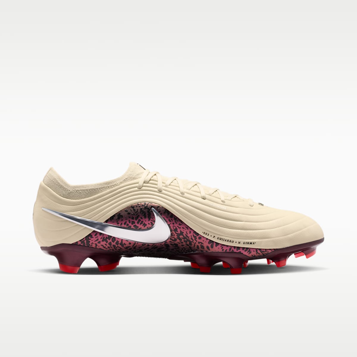 Nike United Tiempo Maestro Elite Firm-Ground Low-Top Soccer Cleats - Fossil/Burgundy Crush/Metallic Silver - Image 3