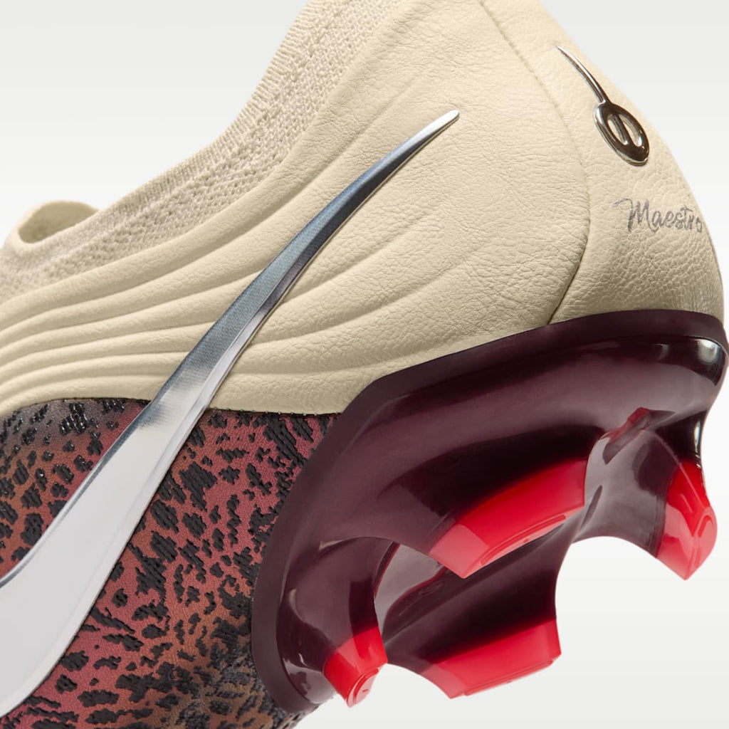 Nike United Tiempo Maestro Elite Firm-Ground Low-Top Soccer Cleats - Fossil/Burgundy Crush/Metallic Silver - Image 9