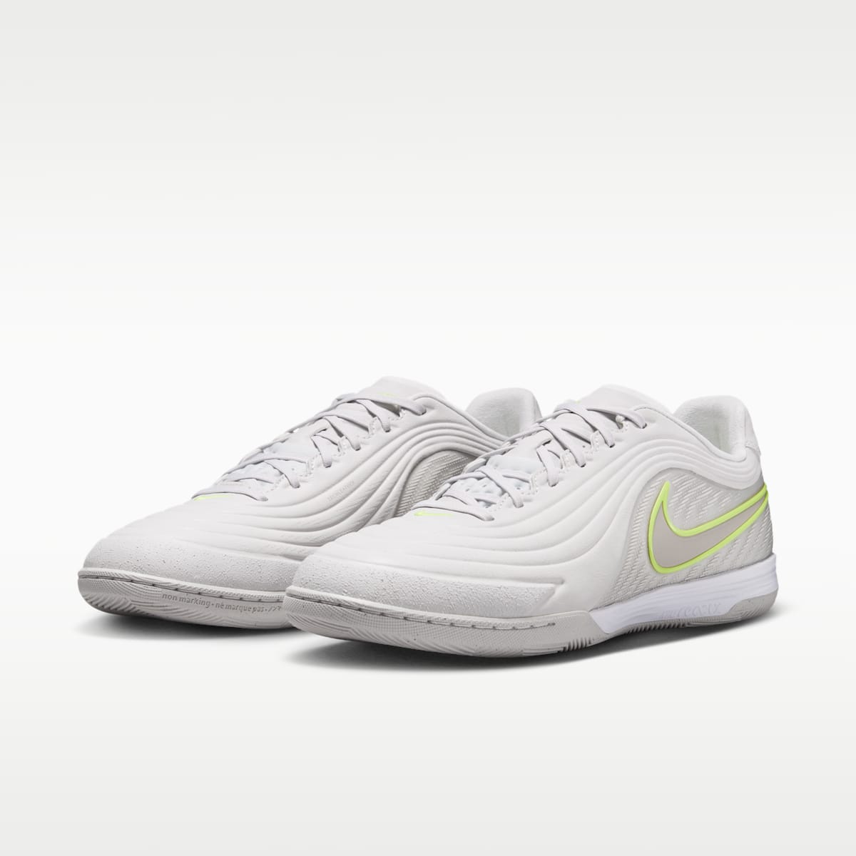 Nike Tiempo Reactgato Indoor/Court Low-Top Soccer Shoes - Vast Grey/Lemon Venom/Moon Particle - Image 5