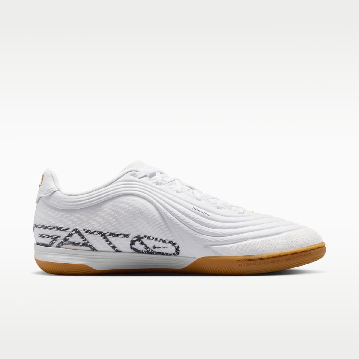 Nike Tiempo Reactgato Indoor/Court Low-Top Soccer Shoes - White/Metallic Gold - Image 3