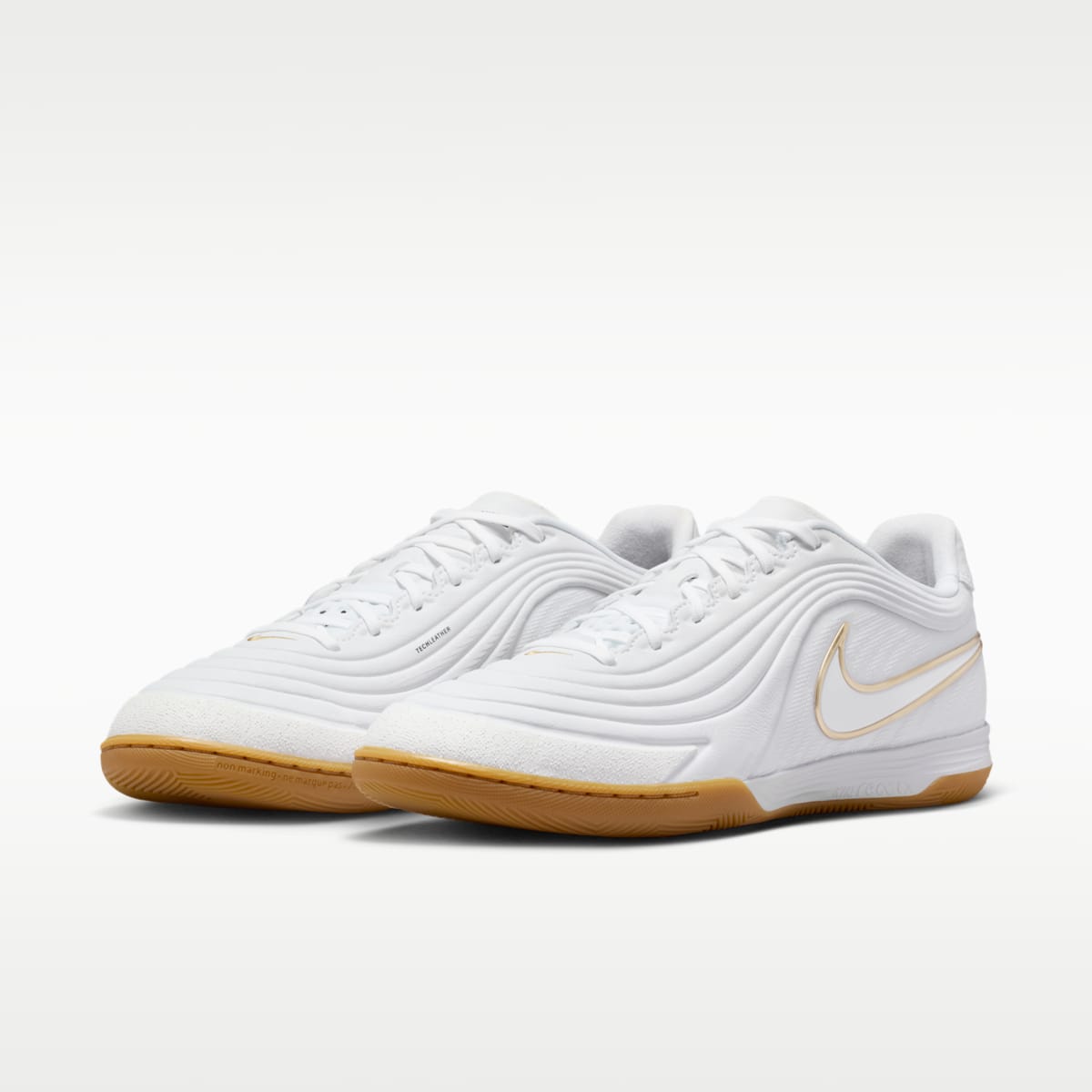Women's Nike Tiempo Reactgato Indoor/Court Low-Top Soccer Shoes - White/Metallic Gold