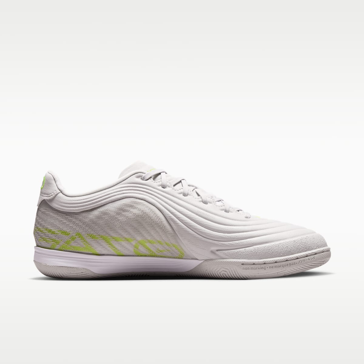 Nike Tiempo Reactgato Indoor/Court Low-Top Soccer Shoes - Vast Grey/Lemon Venom/Moon Particle - Image 3