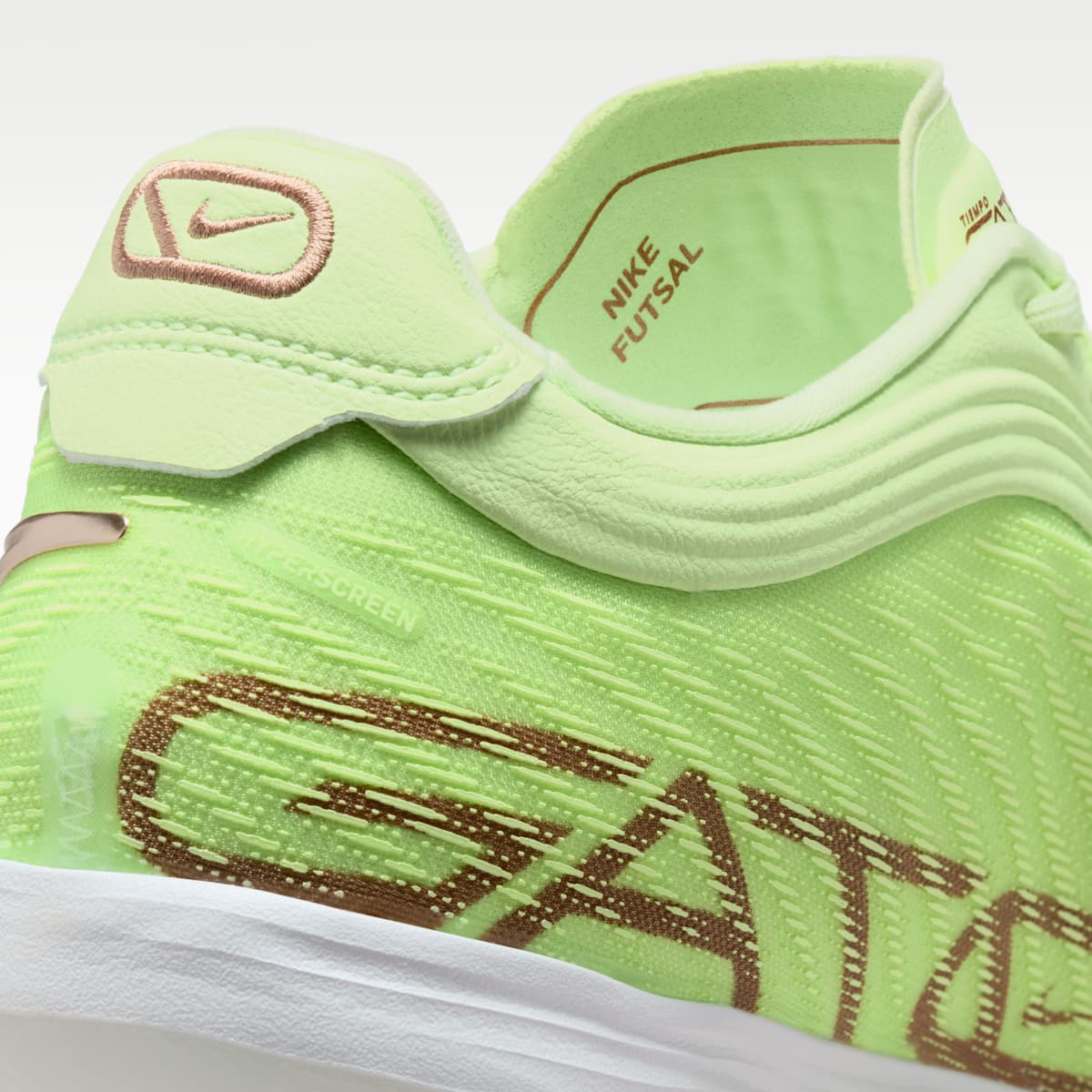 Nike Tiempo Reactgato LE Indoor/Court Low-Top Soccer Shoes - Light Liquid Lime/White - Image 9