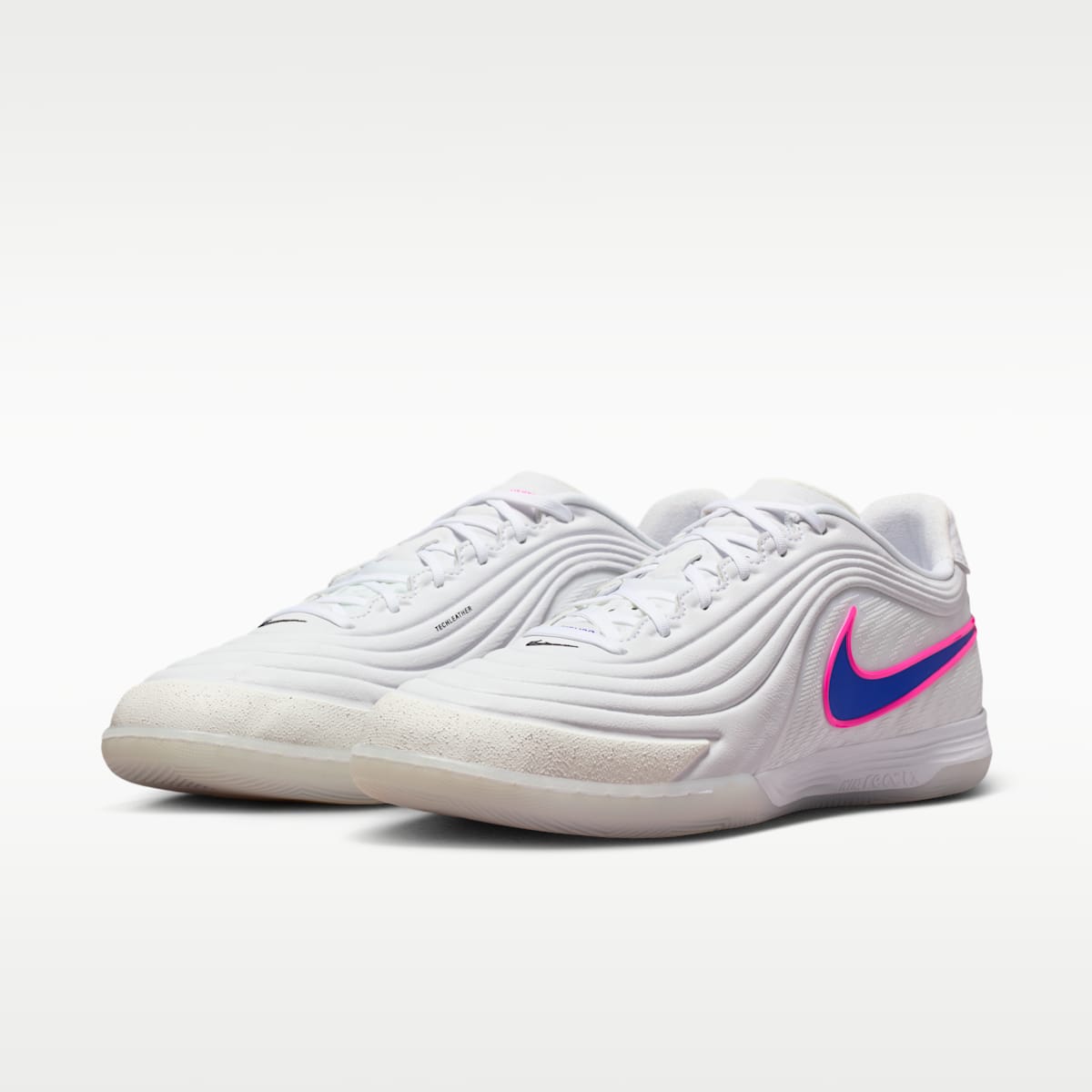 Nike Tiempo Reactgato Indoor/Court Low-Top Soccer Shoes - White/Pink Blast/Racer Blue - Image 5