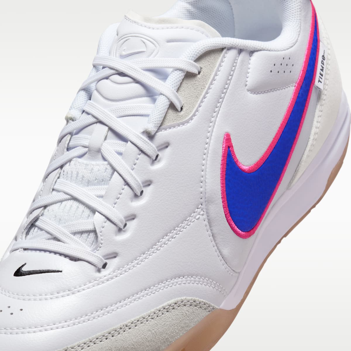 Nike Tiempo Streetgato Indoor/Court Low-Top Soccer Shoes - White/Pink Blast/Racer Blue - Image 7