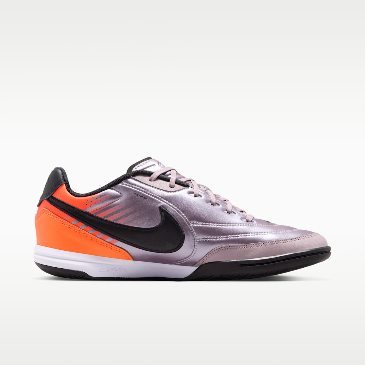 Nike Tiempo Streetgato PRM Heritage Indoor/Court Low-Top Soccer Shoes - Bleached Lilac/Total Orange/Black - Image 3