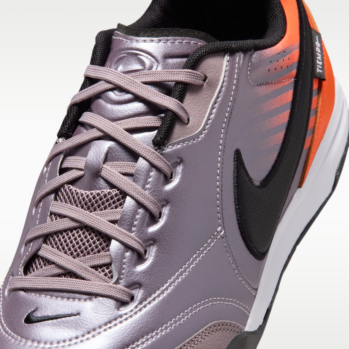 Nike Tiempo Streetgato PRM Heritage Indoor/Court Low-Top Soccer Shoes - Bleached Lilac/Total Orange/Black - Image 7
